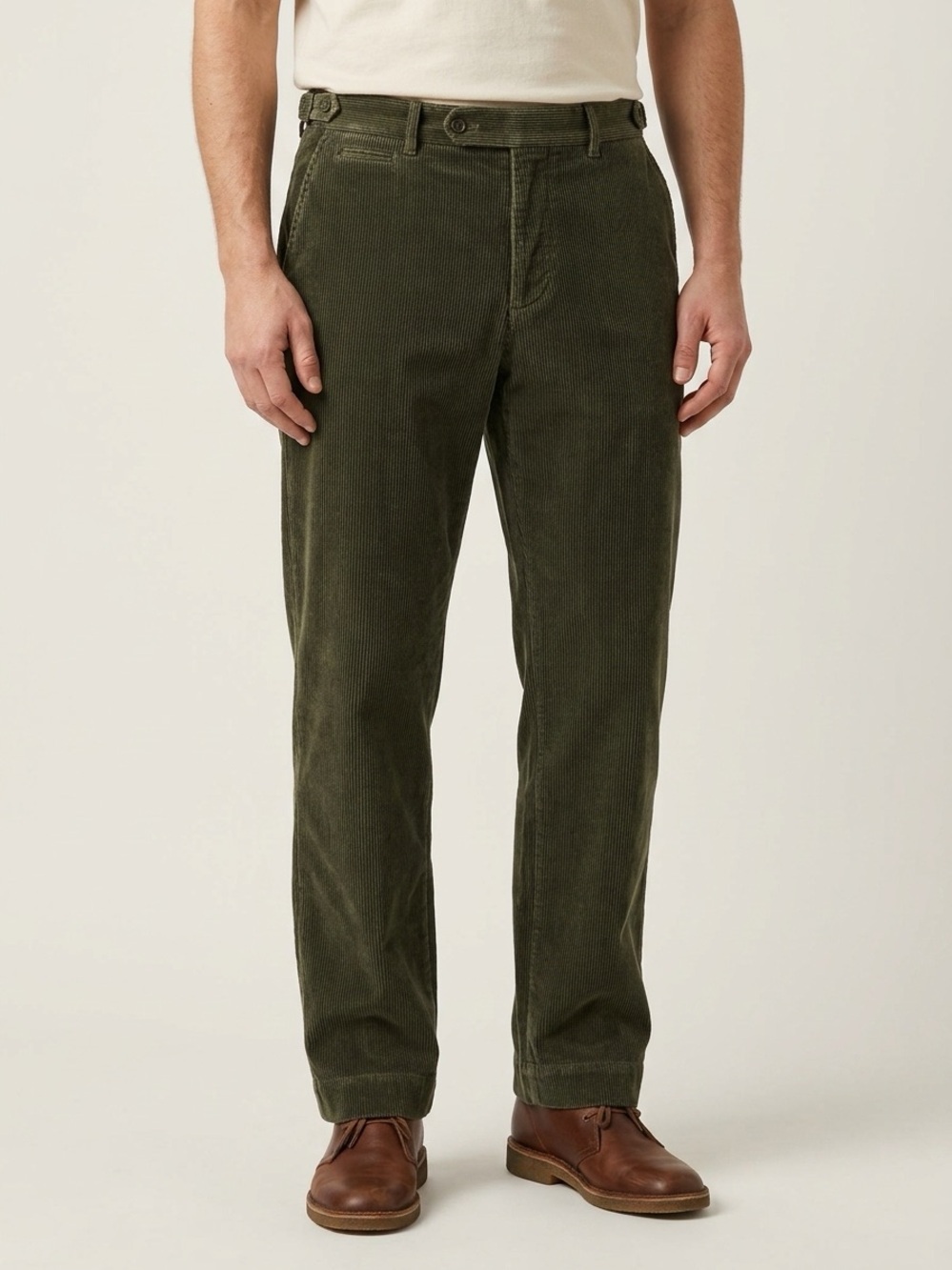 Polo By Ralph Lauren Vintage Side Tab Corduroy Trousers Olive Green 35/32